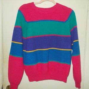 Vintage Striped Sweater Multi Color Size Large
